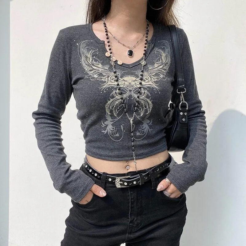 Maxct &Fairy Grunge Butterfly Crop Top