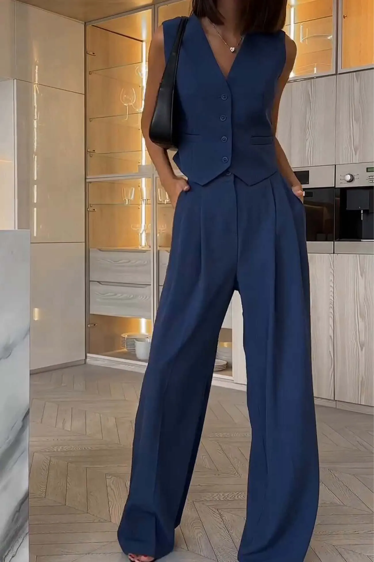 Maxct-Sleeveless Vest Top Long Pants Two-Piece Set