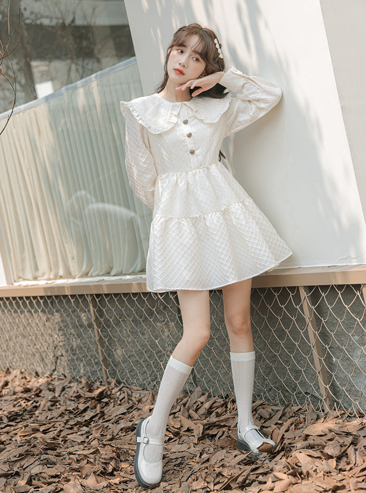 Jacquard Peter Pan Babydoll Tiered Mini Dress Maxct