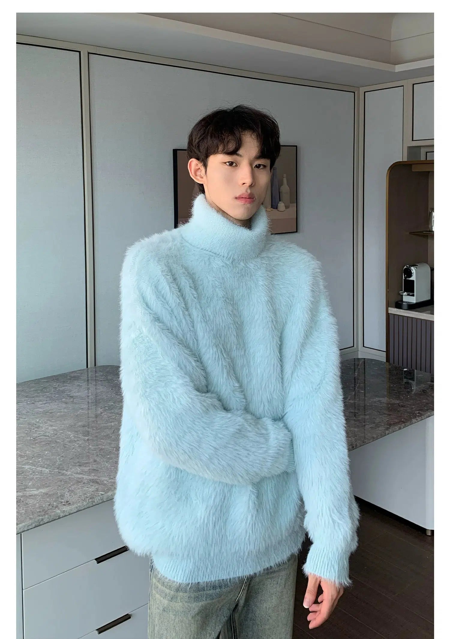 Maxct Furry Faux Mink Turtleneck Sweater