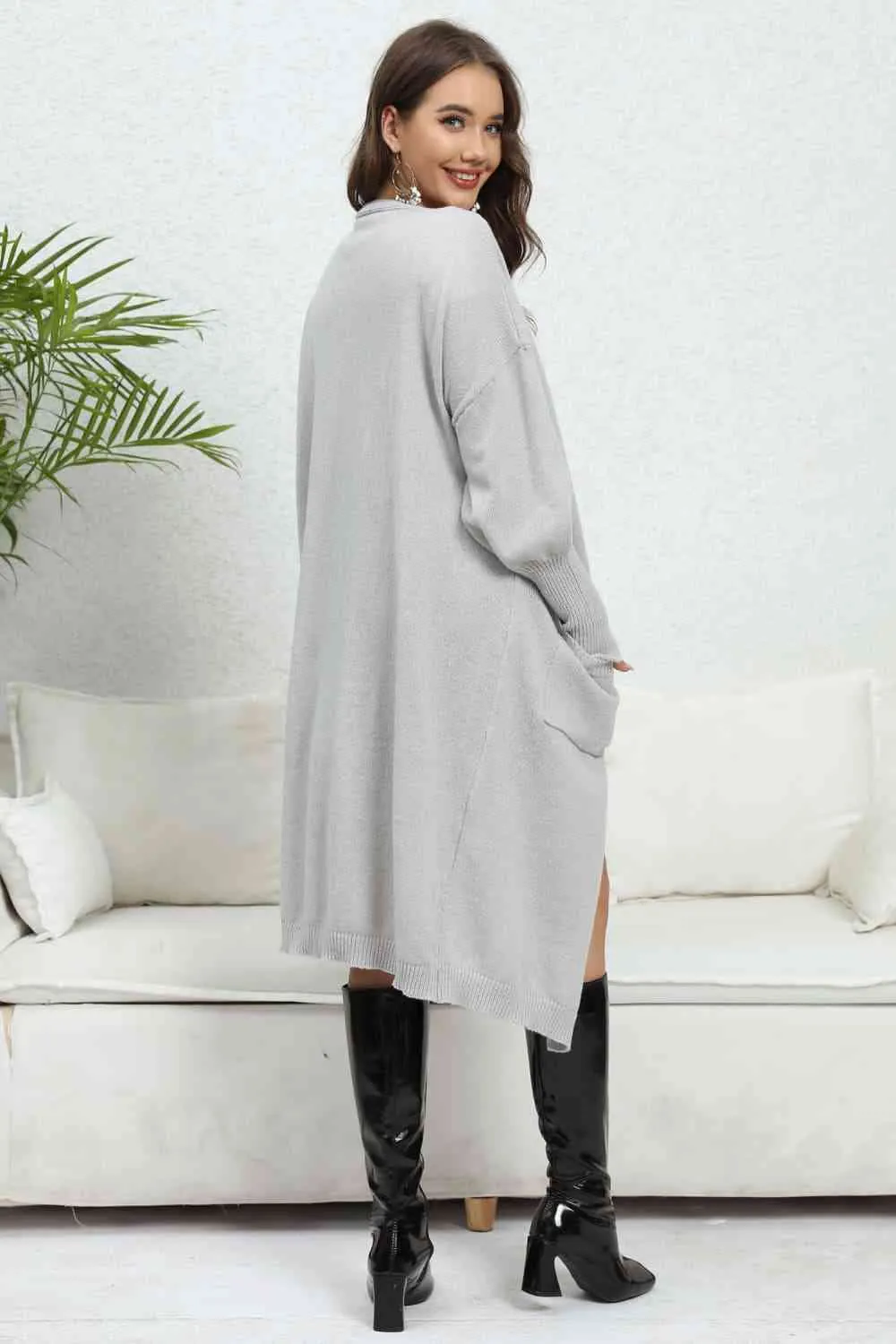Maxct &Open Front Dropped Shoulder Cardigan