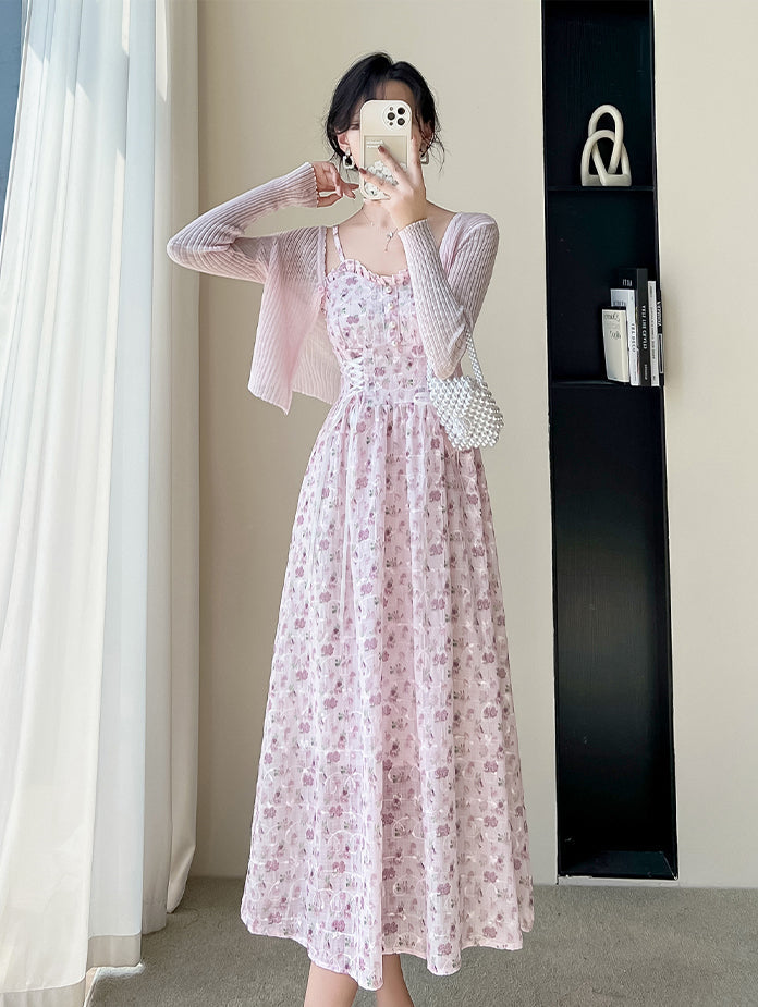 May Flowers Lace Up Cami Dress Maxct