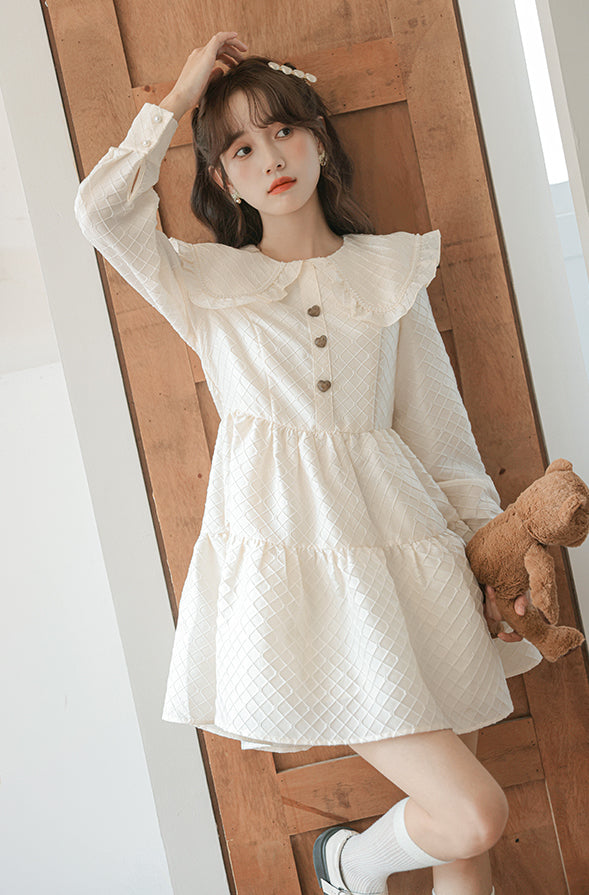 Jacquard Peter Pan Babydoll Tiered Mini Dress Maxct