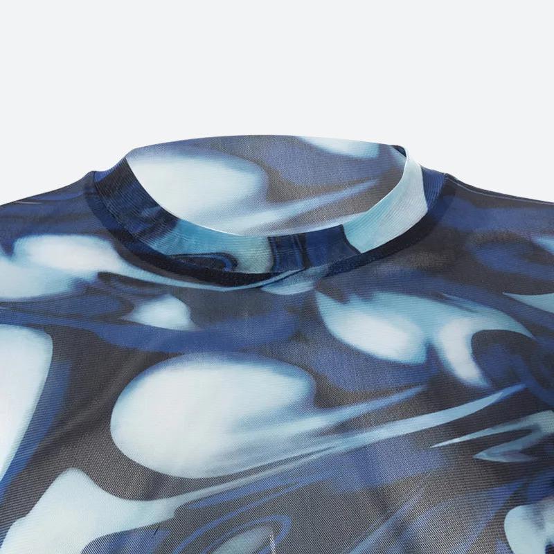 Maxct &Cyberpunk Blue Aura Sheer Top
