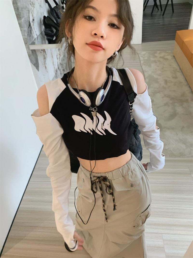 Maxct &Grunge Cut-Out Crop Top