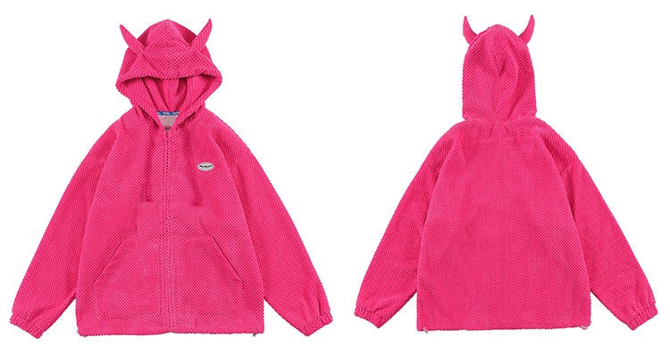 Unisex Demon Horns Zipper Hoodie - true-deals-club