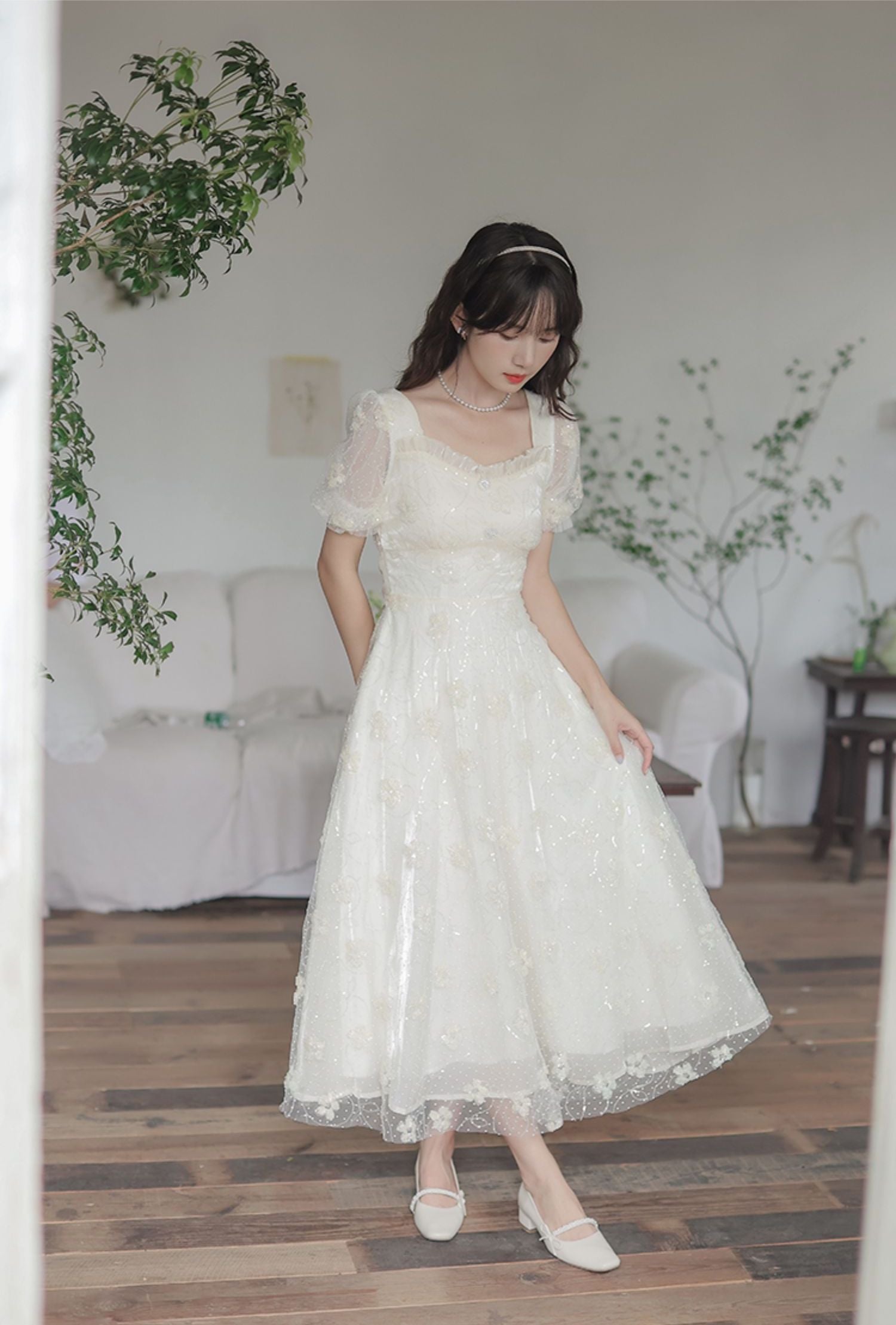 Delicate Flower Sequin Maxi Dress Maxct