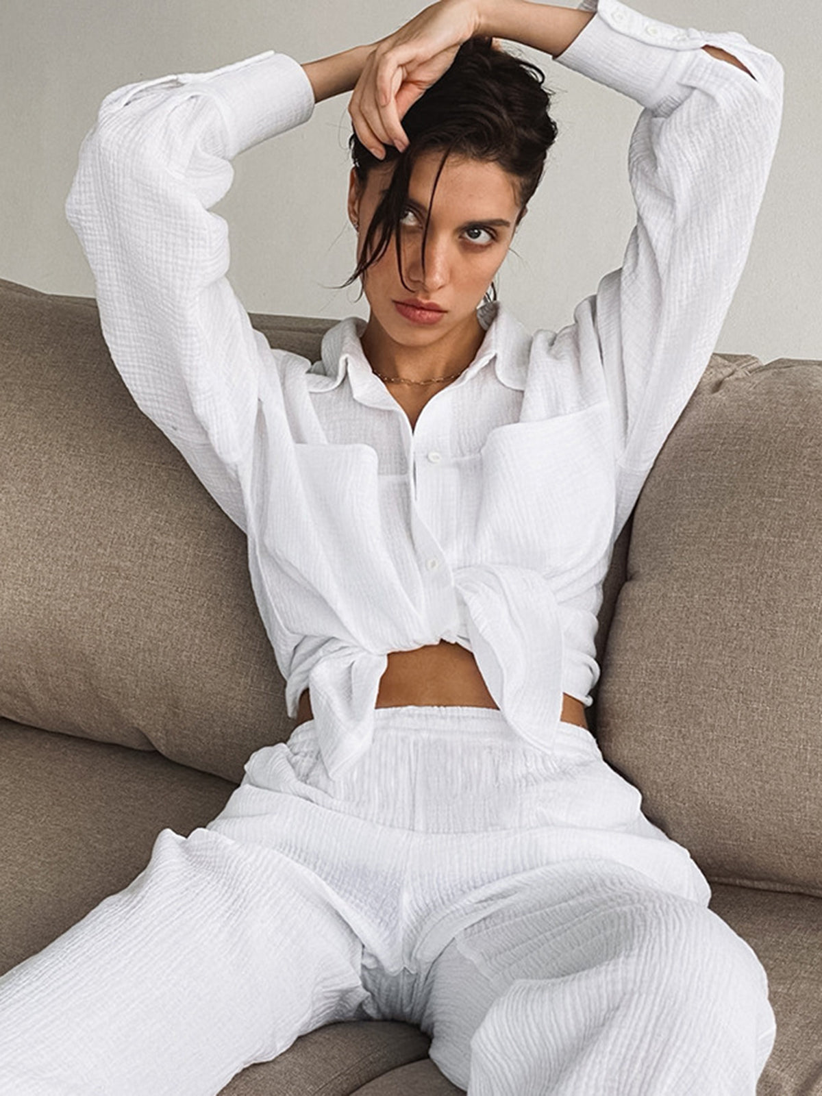 Maxct Minimalist Cotton Two Piece Pants Set
