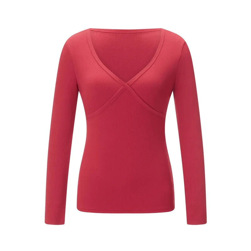 Maxct Y2K Fairy 90s Vintage V Neck Crop Tops Women 00s Retro Cottage Grunge T-shirt Autumn Ribbed Knitted Long Sleeve Slim Fit Tees