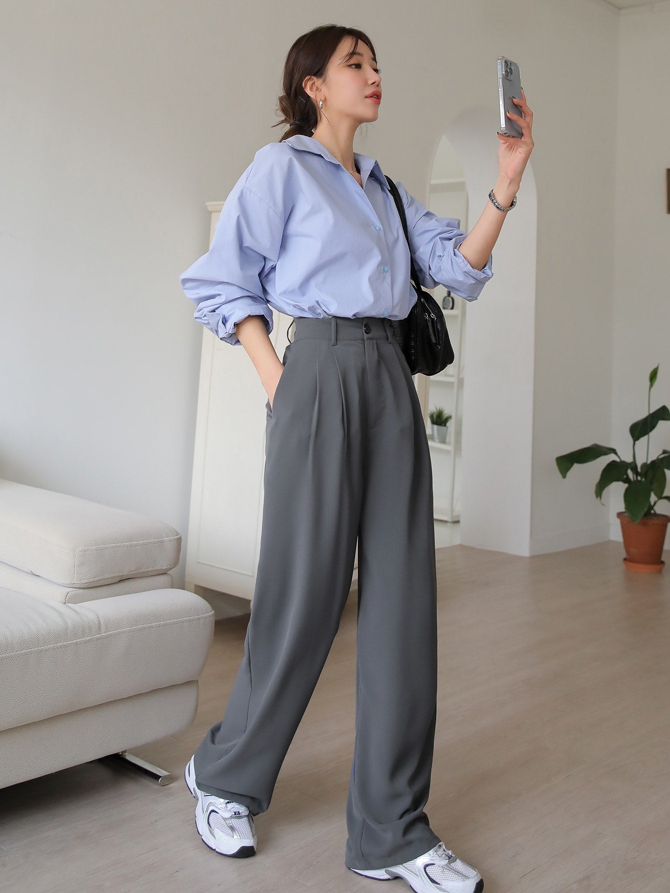 Maxct Fold Pleated Slant Pocket Pants