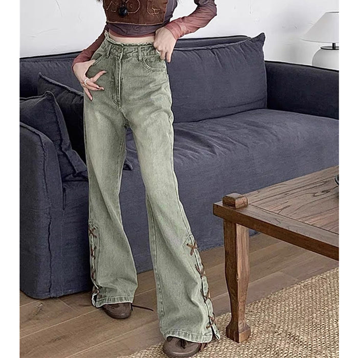 Fairy Grunge Lace Up Jeans Maxct