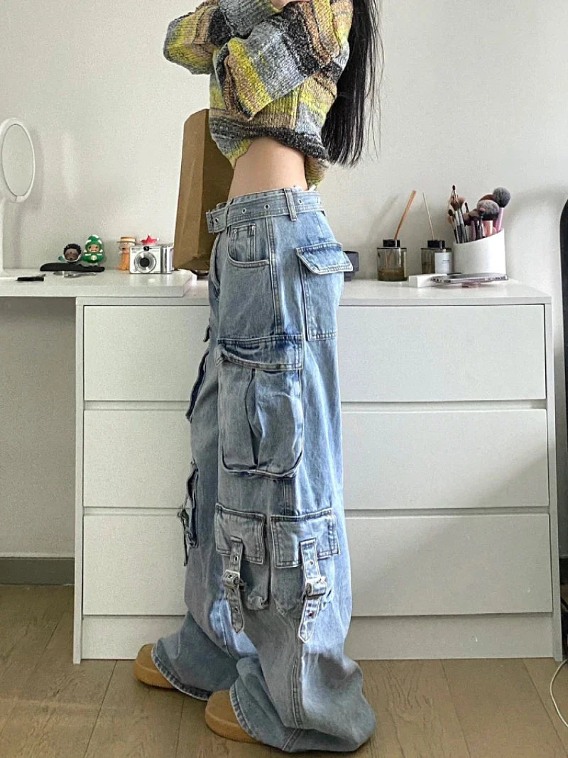 Cargo Jeans - Multi-Pocket Wide Leg Pants Maxct