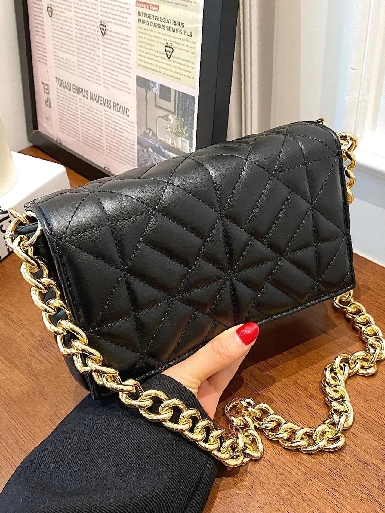 Bag For Love - Minimalist Quilted Flap Square Bag - Women Maxct Bags