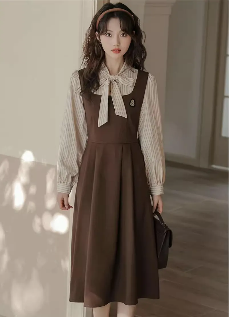 Stripe Academia Twofer Midi Dress Maxct