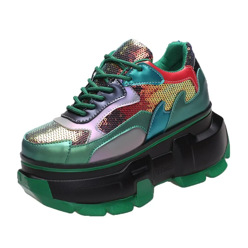 Women Chunky Sneakers - Metallic Bling Maxct