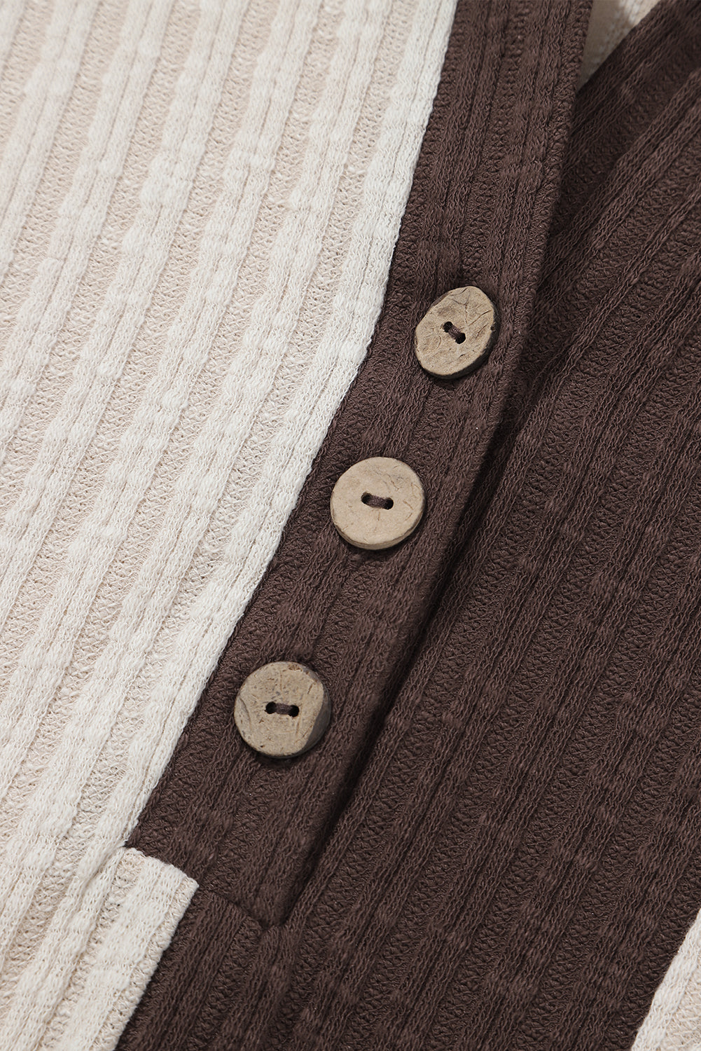 Maxct &Color Block Quarter Button Long Sleeve Hoodie