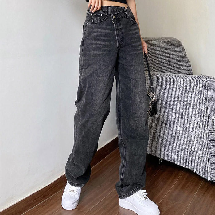 High Rise Straight Leg Jeans Maxct