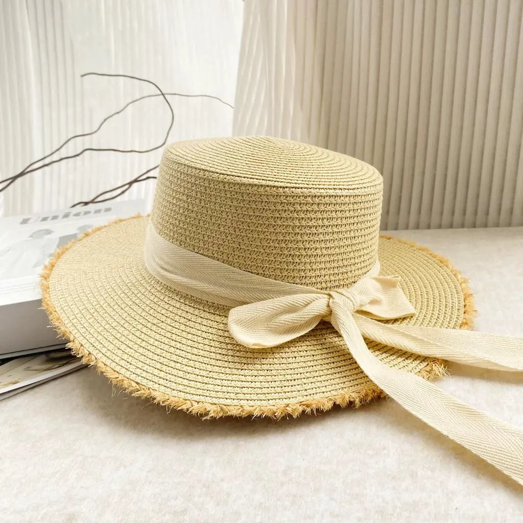 Maxct Internet Celebrity Ins Travel Wide Brim Flat Top Japanese Style Straw Hat