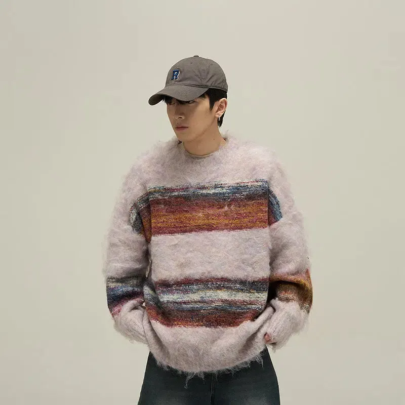 Maxct Striped Mohair Round Neck Sweater