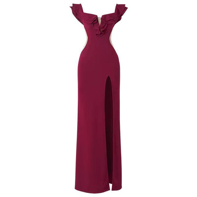 Maxct Women's Wear With Ear-rimmed Off-shoulder Bandage Dress French Style Women's Summer Party Adult Ceremony Evening Dress Dress