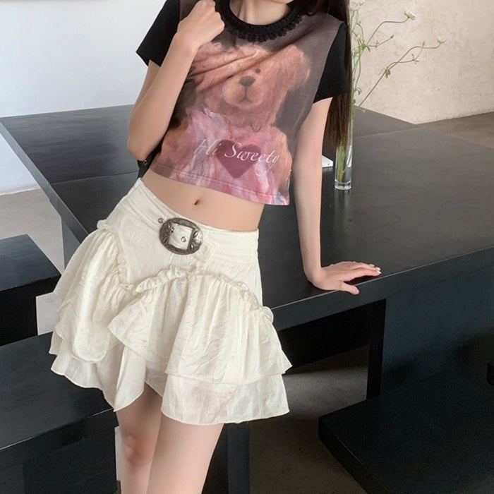 Aesthetic Mini Skirt in White Maxct