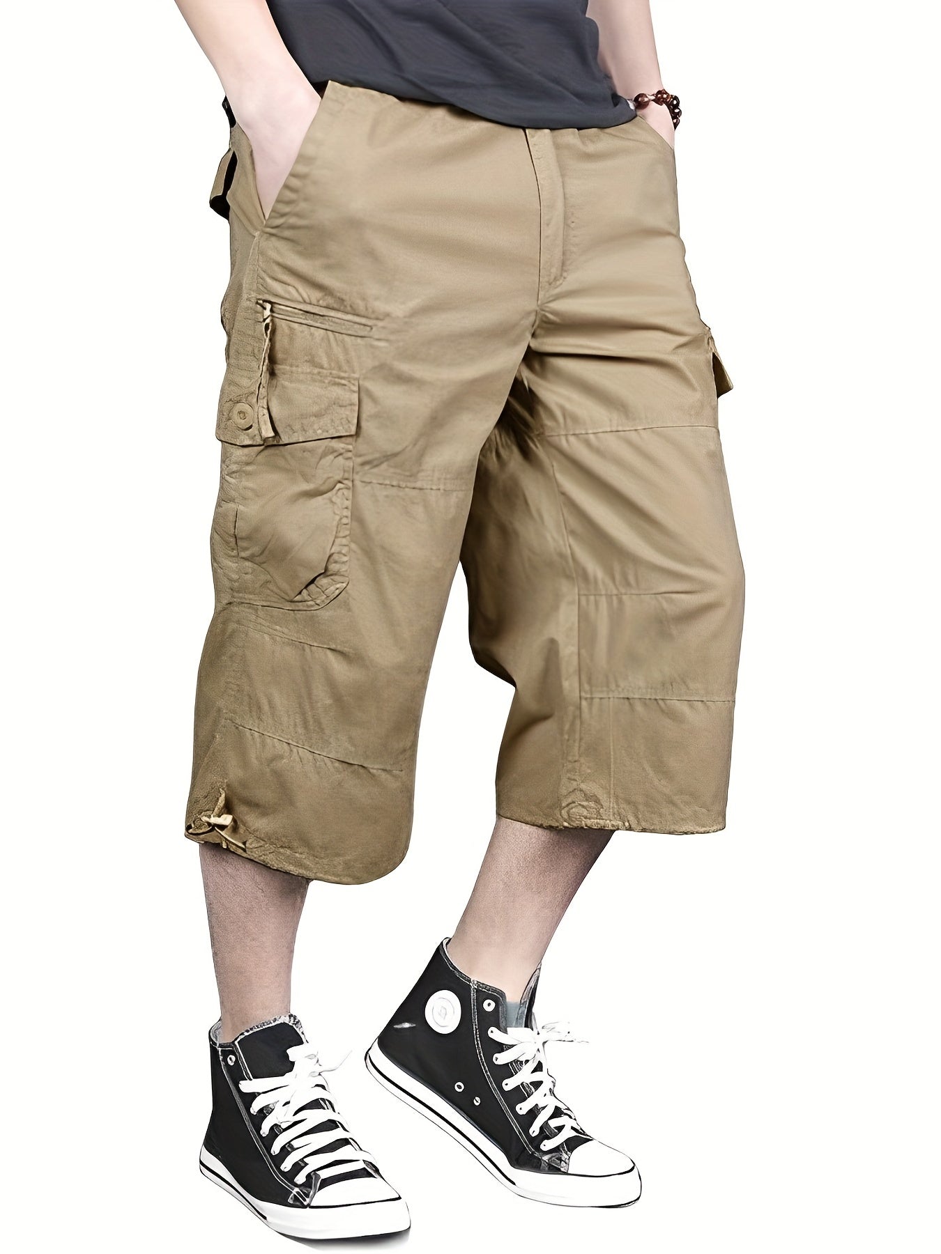 dunnmall  Maxct  Street Style Men's Casual Cargo Capris Jeans With Pocket, Men's Outfits