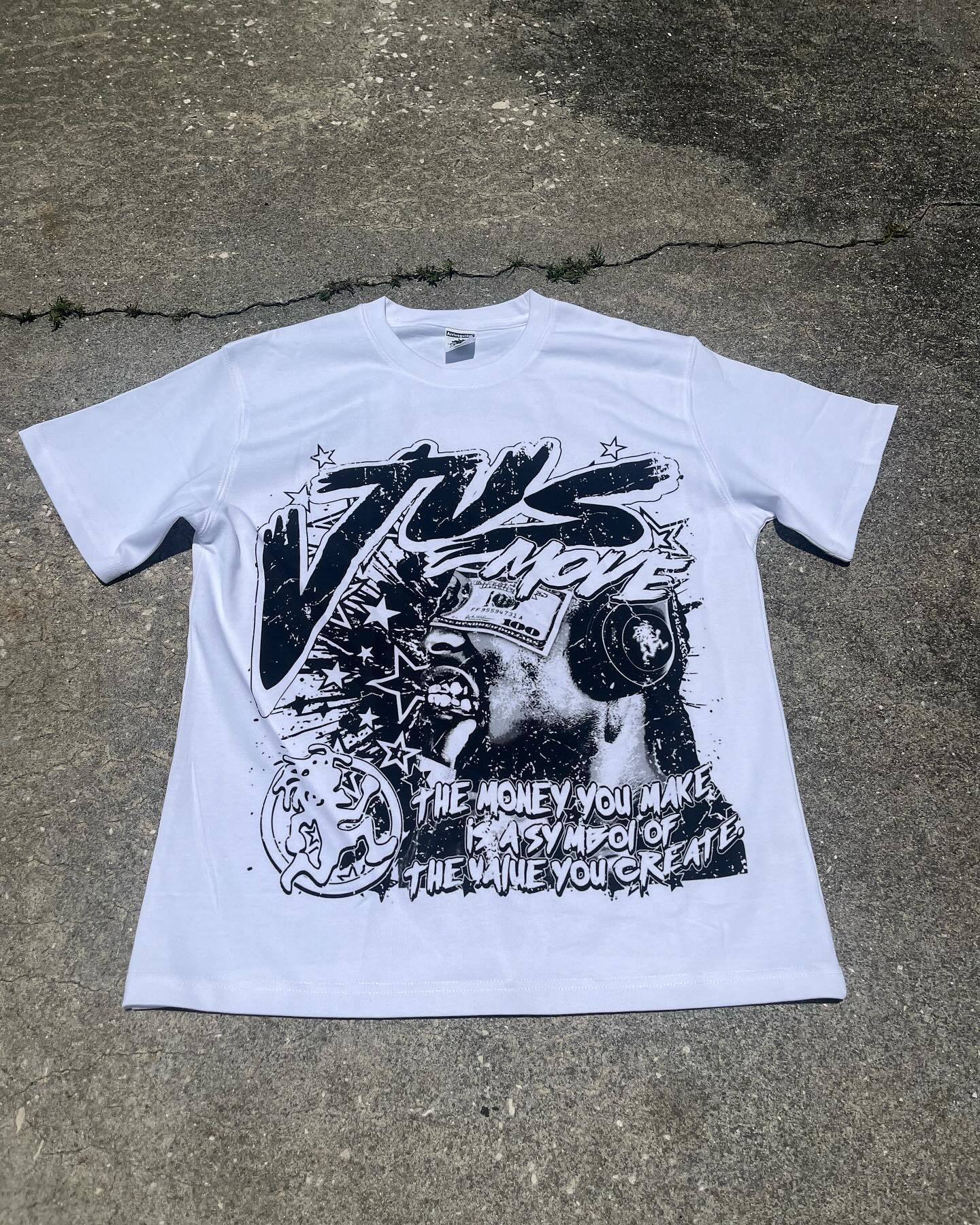 Retro trendy rock letter pattern printed oversized short-sleeved T-shirt men's fashion Harajuku loose versatile round neck shirt