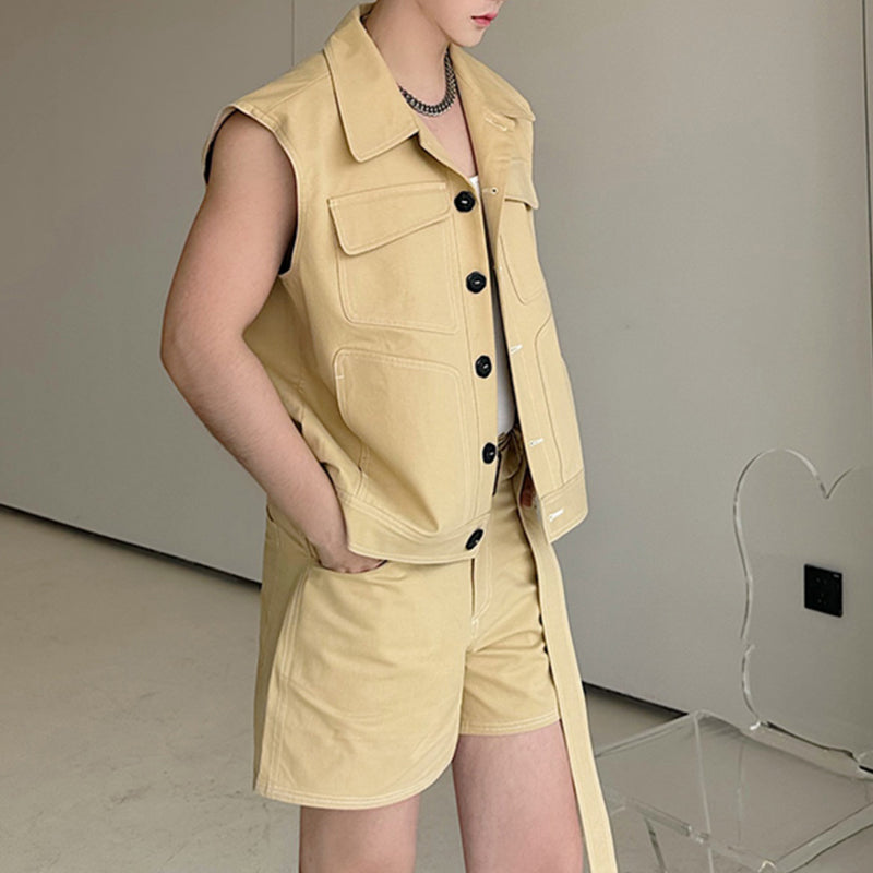 Maxct Retro Crimping Workwear Waistcoat Suit