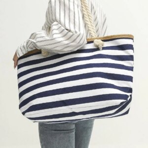 Maxct - Striped Pattern Shoulder Tote Bag - Women Tote Bags