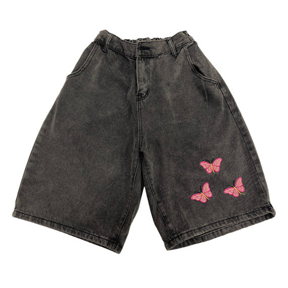 Butterfly Embroidery Denim Shorts Maxct