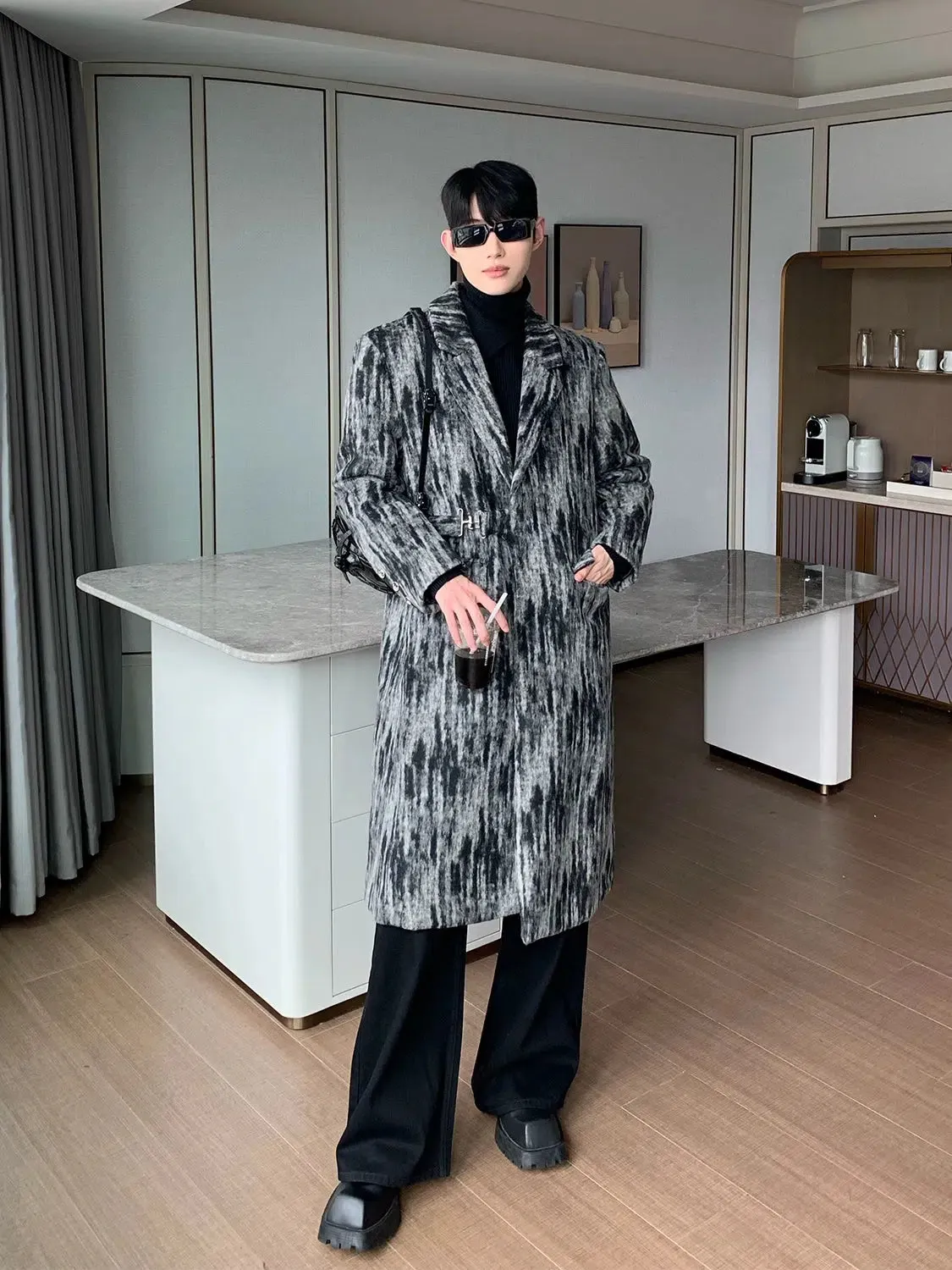 Maxct Long Tie-dye Wool Coat