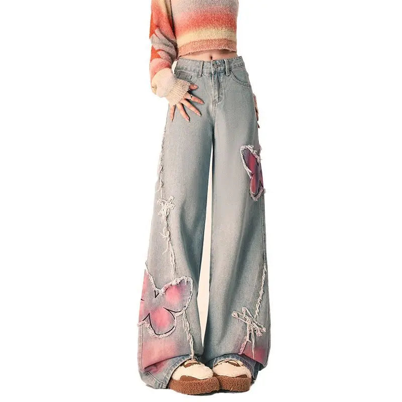 Wide Leg Trousers Women's Butterfly Jeans Maxct - Image 3