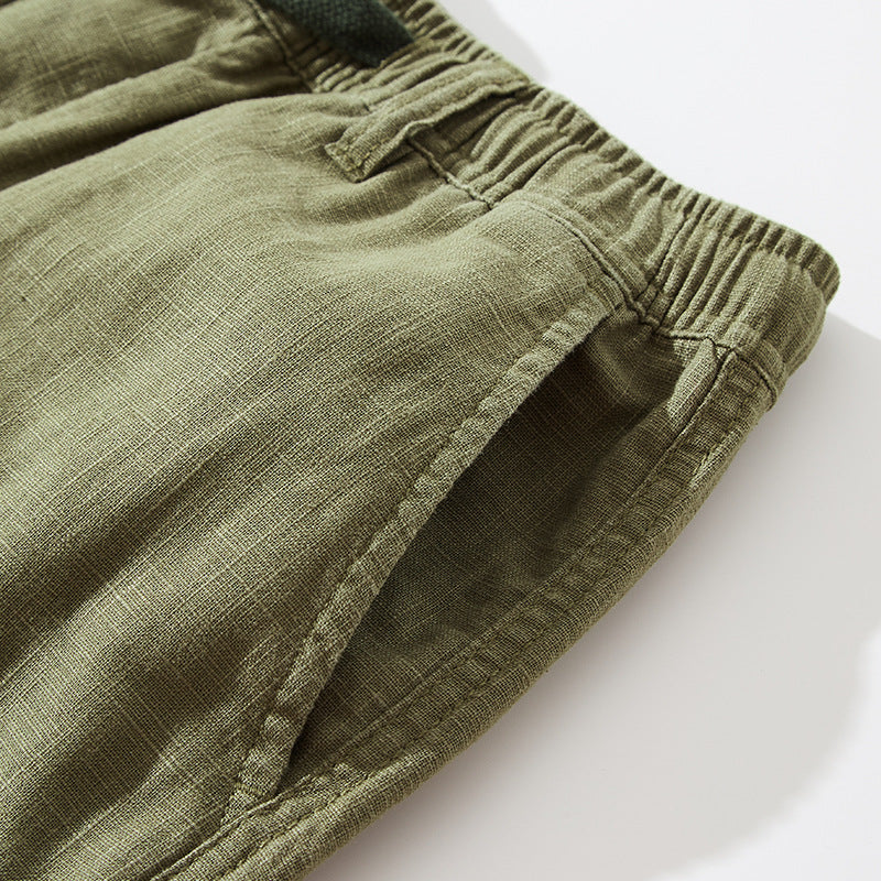 Maxct Summer Retro Cotton Linen Breathable Soft Shorts