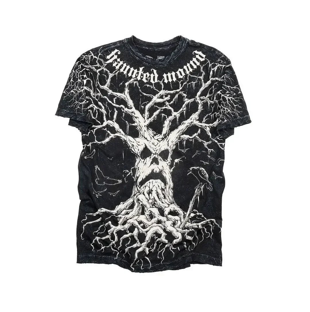 Maxct Harajuku Summer Y2K Aesthetic Print T-shirt Loose Street Rock Round Neck Cotton Short Sleeve Gothic Fashion Clothes Woman