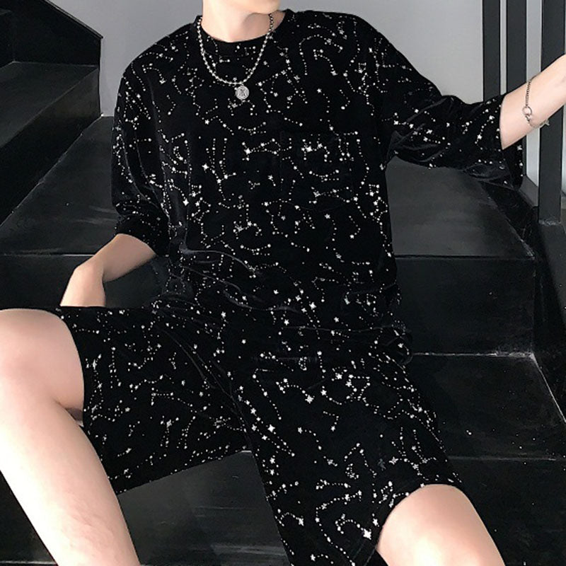 Maxct Velvet T-Shirt Shorts Casual Set
