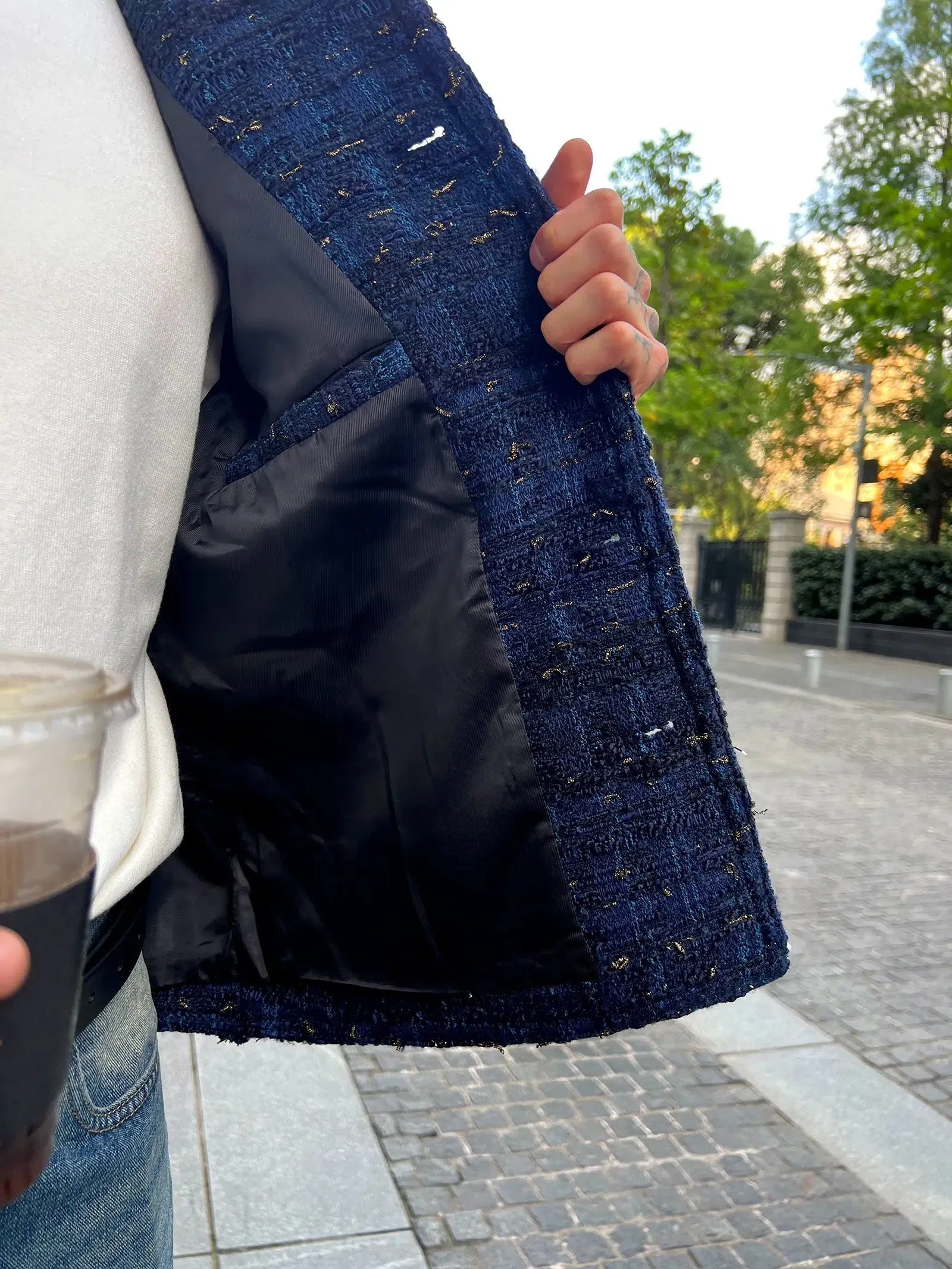 Maxct Braided Round Neck Tweed Jacket