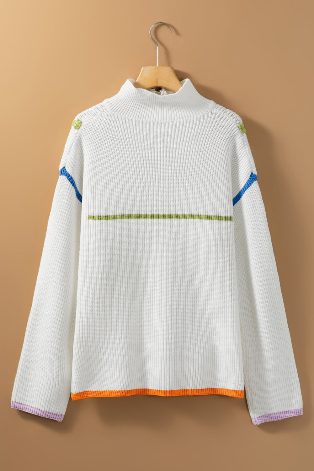 Maxct &Contrast Half Zip Drop Shoulder Sweater