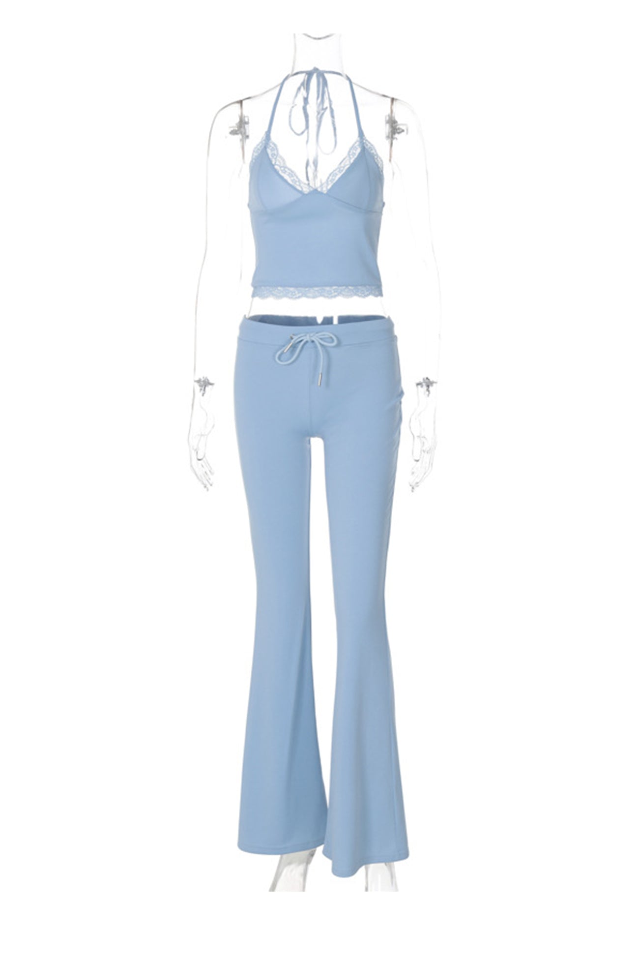 Maxct Lace Halterneck Vest Flares Long Pants Suits