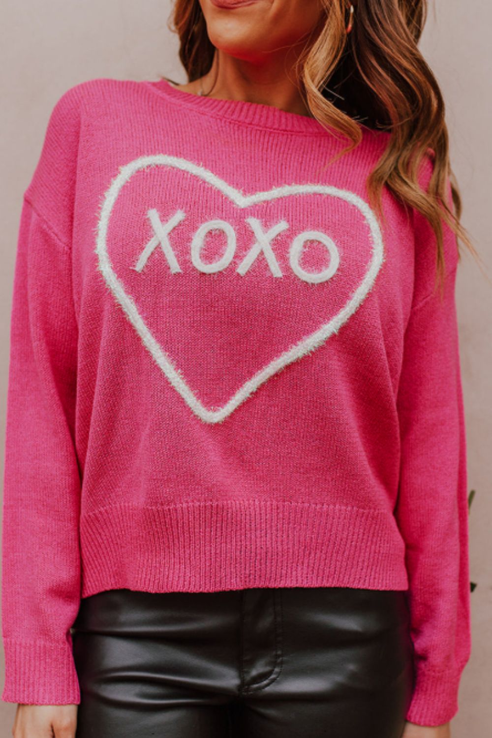 Maxct &XOXO Round Neck Drop Shoulder Sweater