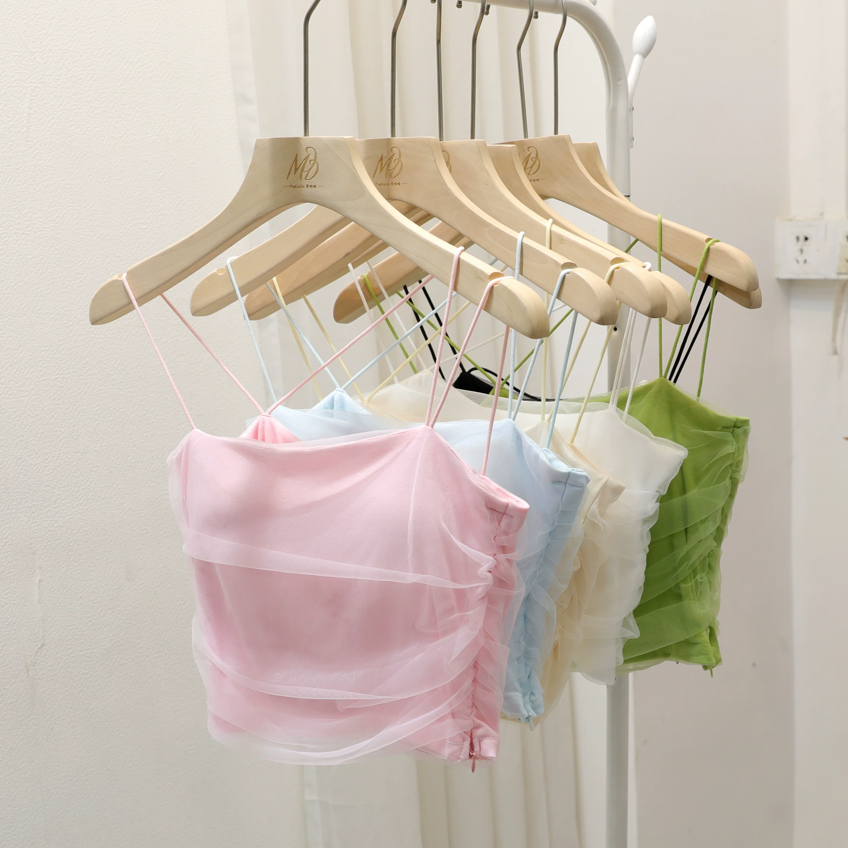 Maxct Mesh Camis Crop Top With Bra Girls Sweet Slim Padded Tube Tops Female Sided Zipper Tank Camisole