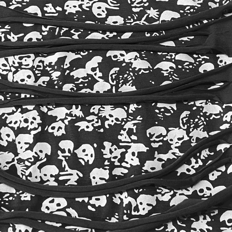 Maxct Punk Style Hip Hop Crop Top Harajuku Skeleton Graphic T-shirt Gothic Grunge Hollow Out Tees Women Vintage Clothes