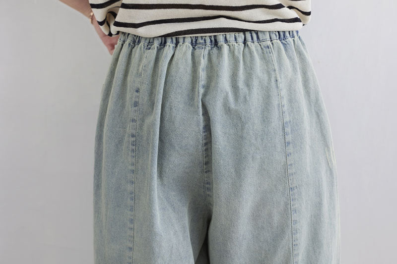 Women Spring Summer Retro Loose Denim Pants