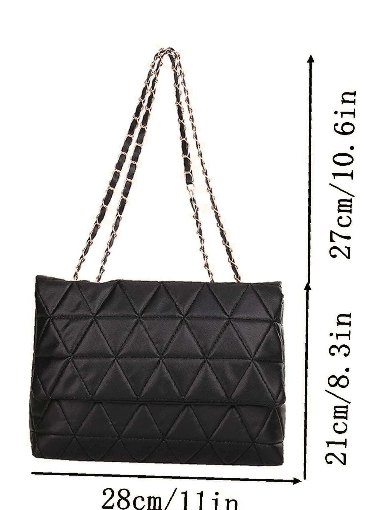 Maxct - Minimalist Quilted Chain Flap Square Bag - Women Tote Bags