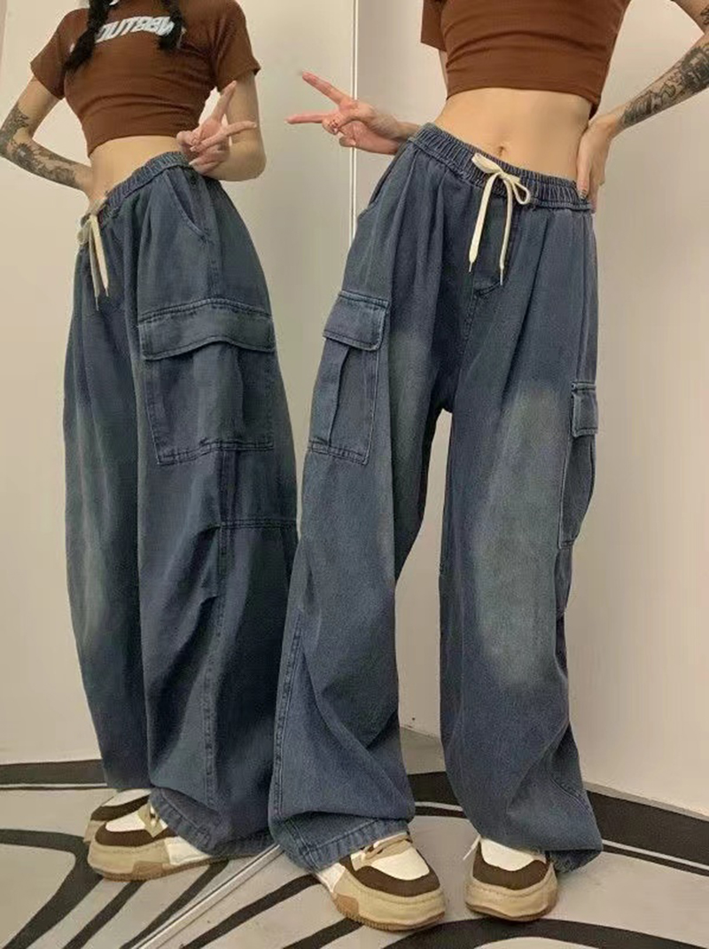 2000 Y2K: Baggy Cargo Wide Leg Pants - Grunge Streetwear for Women