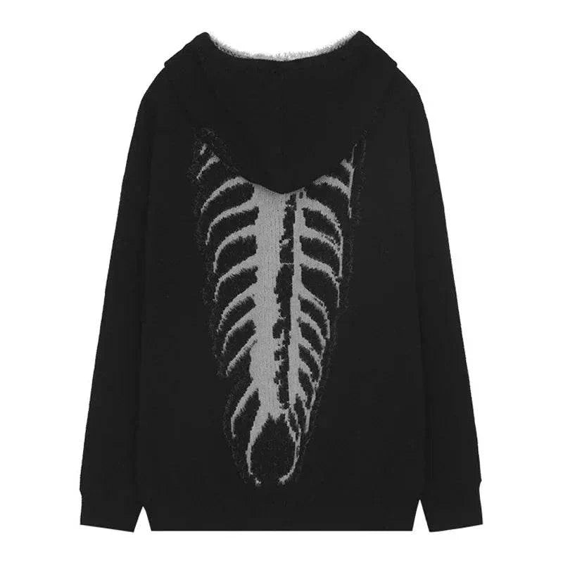 Hoodie Grunge Centipede Bone Knitted American Style Unisex Maxct