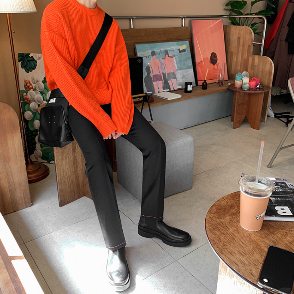 Maxct Orange Oversized Knit Sweater