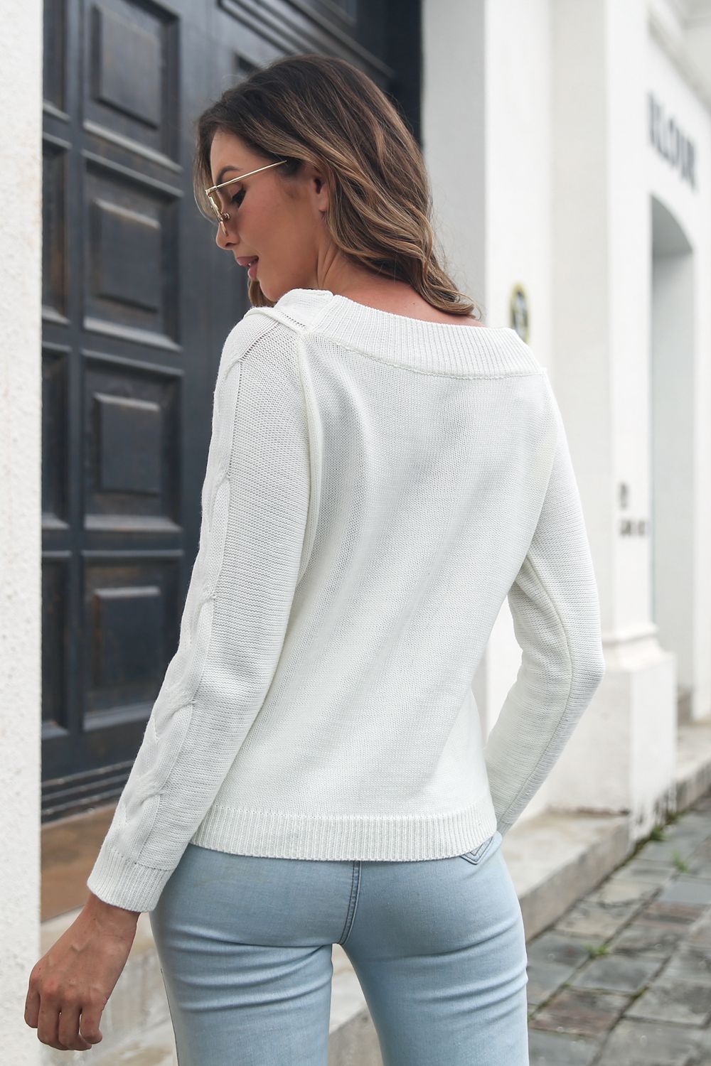 Maxct &Cable-Knit Long Sleeve Sweater
