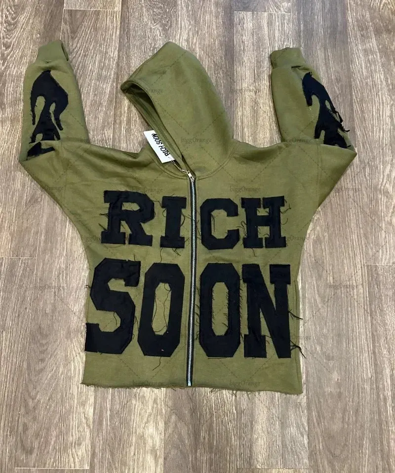 Rich Soon Hoodie - Retro Zipper Unisex Sweatshirt Maxct
