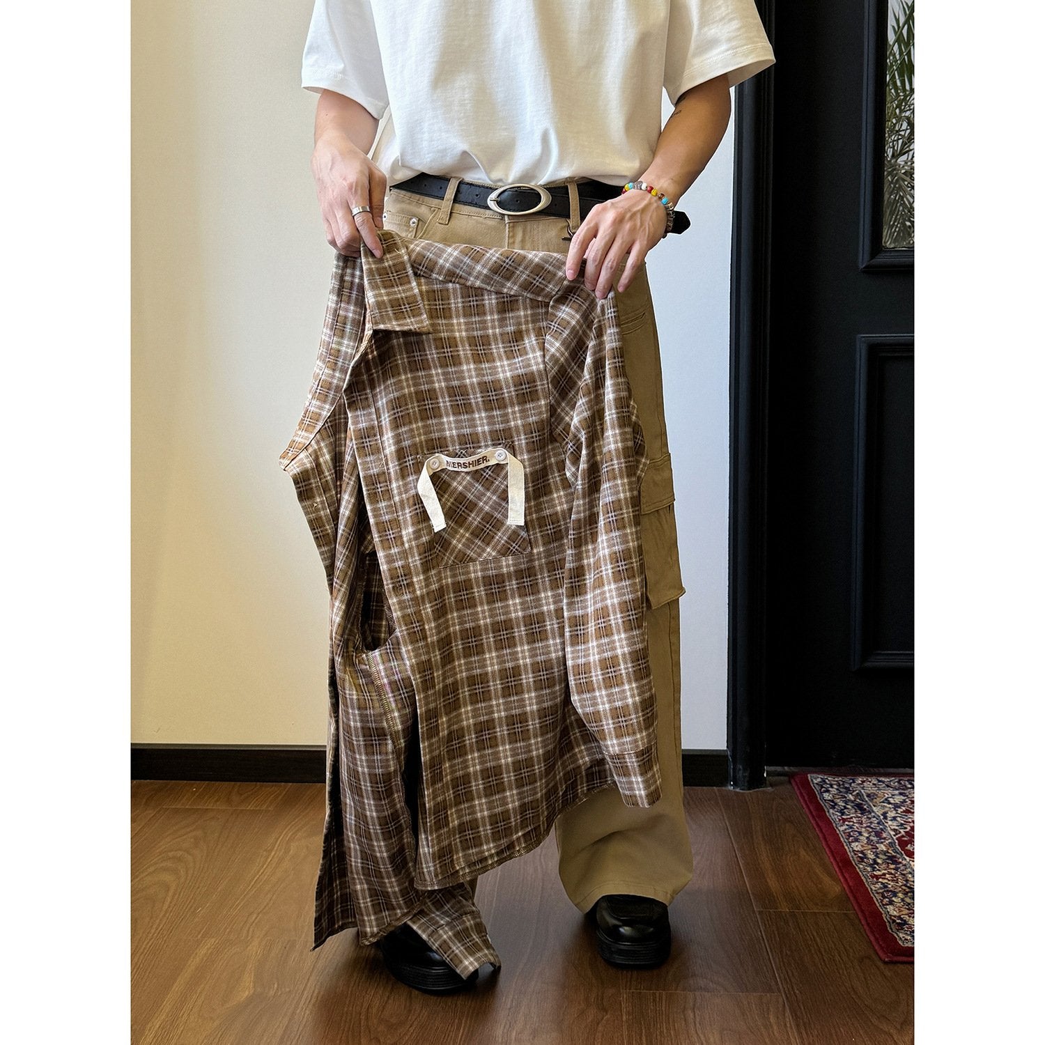 Maxct 90s Streetwear American Style Retro Niche Pocket Design Plaid Shirt Men's Spring And Summer New Loose Casual All-match Jacket Top - Image 2