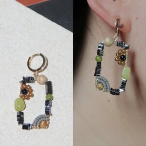 「Chinoiserie」Natural Jade Square Earrings